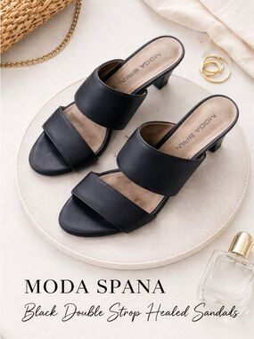 Moda Spana Black Double-Band Slide Mules